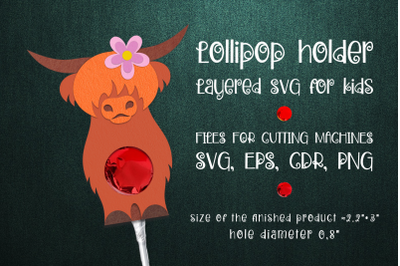 Scottish Highland Cow Lollipop Holder Template