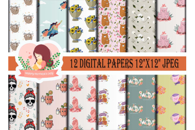 Mothers Day Digital Papers Png