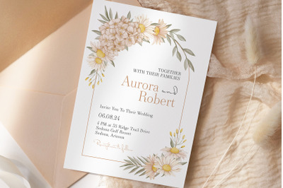 Terracotta Wedding Invitation Card Template Editable Card