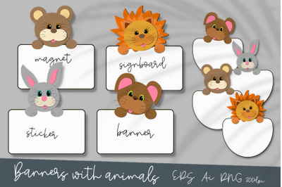 Banners&2C; stickers with cartoon animals