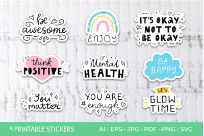 Mental Health Inspirational Sticker Bundle