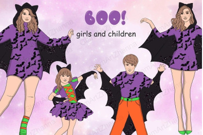 Boo Girls And Children Clipart