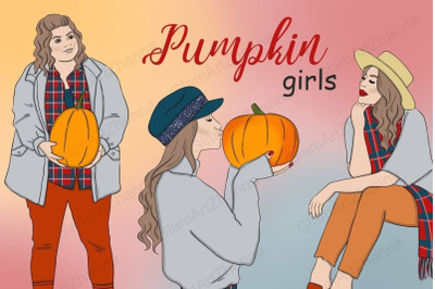 Pumpkin Girls Clipart