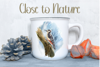 Woodpecker - Watercolor Clip Art and Print
