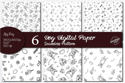 Dog Pattern, Dog digital papers, Seamless pattern, Square pattern desi