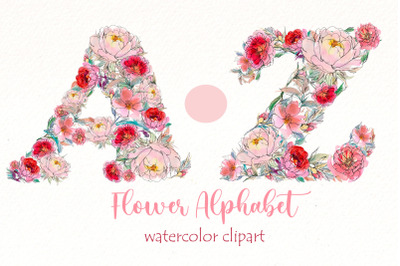 Flower Alphabet png clipart Bundle | Watercolor Floral ABC.