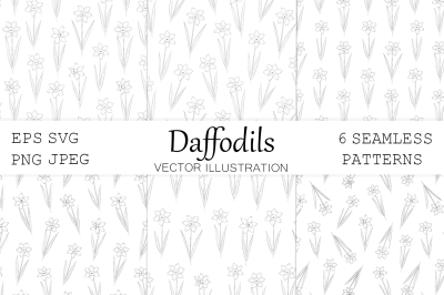 Daffodils coloring pattern. Daffodils graphics pattern