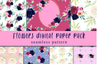 Peonies flowers seamless pattern | Watercolor floral print | scrapbook
