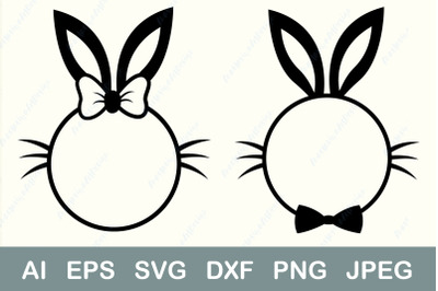 Baby easter monogram&2C; Easter wreath with bunny ears svg for cricut