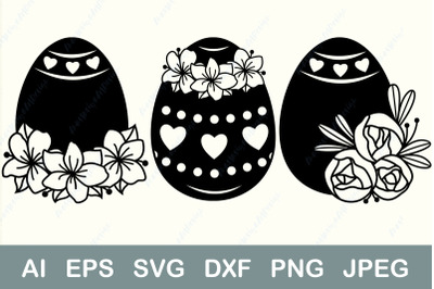 Easter egg with flowers svg, Easter eggs clipart