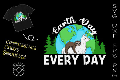 Earth Day Everyday Llama Sloth