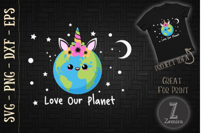 Earth Day Unicorn Face Love Our Planet