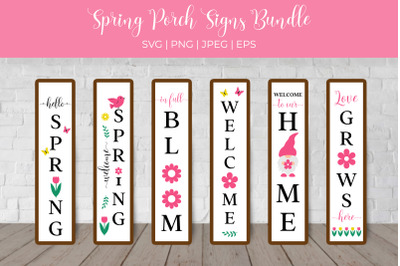 Spring Porch Sign SVG Bundle. Vertical front signs.