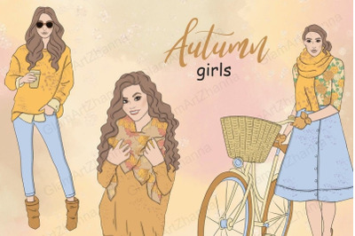 Autumn Girls Clipart