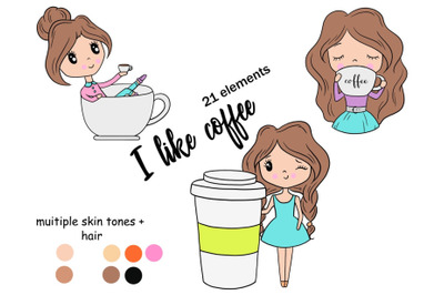 I Love Coffee Cute Dolls