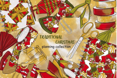 Traditional Christmas Planning Collection Clipart