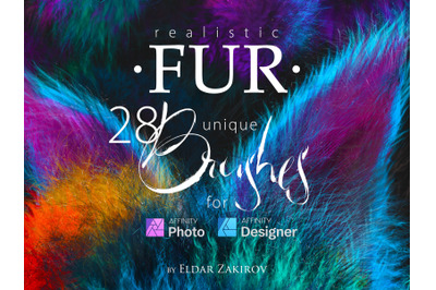 Realistic FUR: 28 Brushes for Affinity Photo &amp; Designer