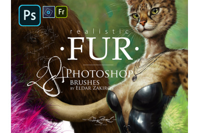 Realistic FUR: 28 Brushes for PHOTOSHOP and Fresco