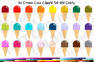 Ice Cream Cone Digital Clipart Sweet Dessert Planner Stickers