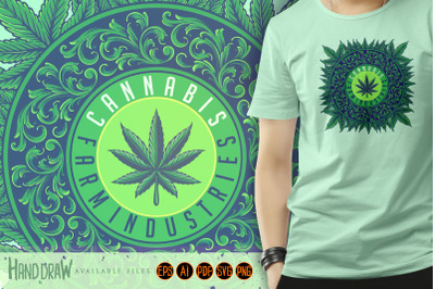 Luxury weed leaf mandala ornament SVG