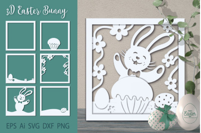 3D craft Easter Bunny. Paper cut svg