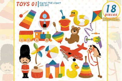 Cute TOYS theme clipart, Wooden toys