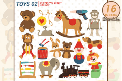Cute RETRO TOYS clipart, Wooden toys