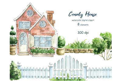 Hand Drawn Country House. Cottages, Cozy, House, Home. Village Farm.