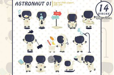 CUTE ASTRONAUT clipart, Astronaut&#039;s life in space