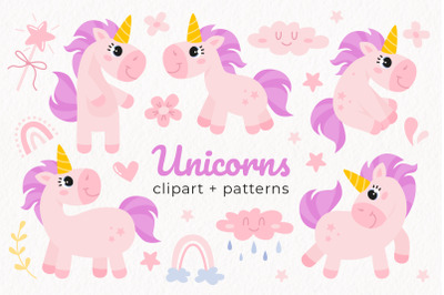 Unicorns | Clipart + Patterns