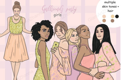 Girlfriends Party Girls Clipart