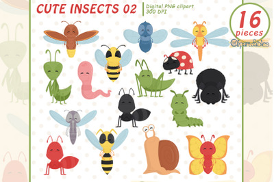 Cute INSECT clipart, Beetle, Bug clip art set
