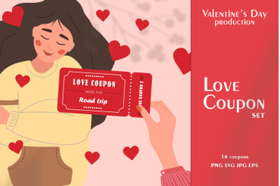 Love Coupon set for Valentine&#039;s day
