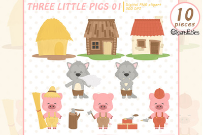 THREE LITTLE PIGS clipart, Children&#039;s story