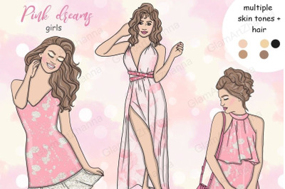 Pink Dreams Girls Clipart