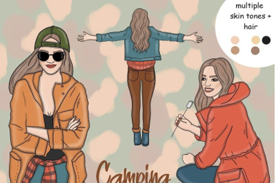 Camping Girls Clipart