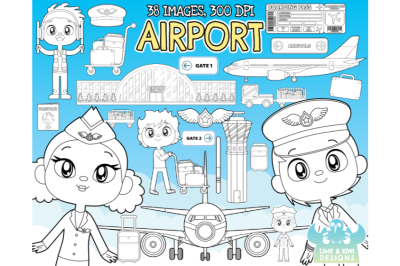 Airport Digital Stamps - Lime and Kiwi Designs