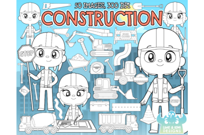 Construction Digital Stamps - Lime and Kiwi Designs