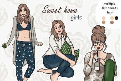 Sweet Home Girls Clipart