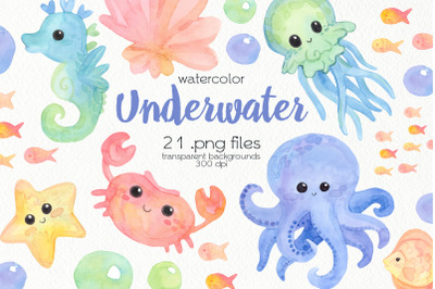 Watercolor Underwater Clipart