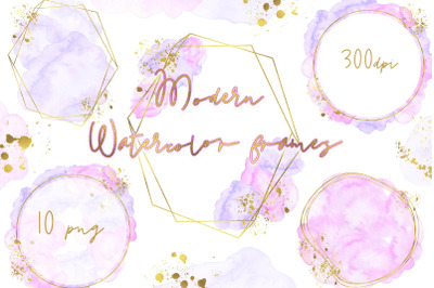 Abstract  modern watercolor frames gold png