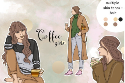 Coffee Girls Clipart