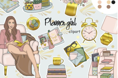 Planner Girl Clipart