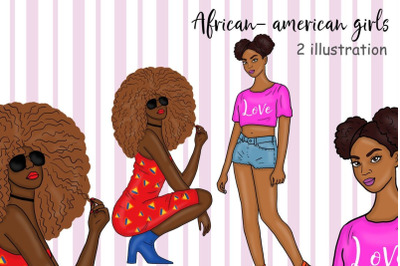 African-American Girls Clipart 2