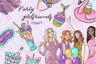 Party Girlfriends Clipart