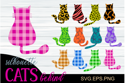 Cats Behind - Silhouette Vector Clipart