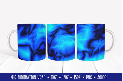 Dark Blue Mug Sublimation Design. Marble Texture Mug Wrap