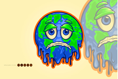 Happy earth day melted globe Illustrations