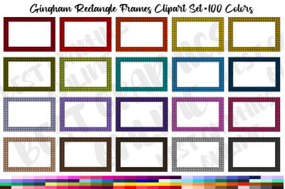 Gingham Rectangle Frames Clipart Set