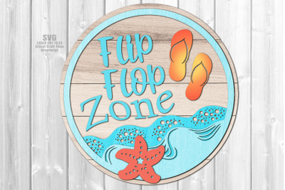 Flip Flop Zone Retro Beach Sign SVG Laser Cut Files Glowforge Cricut
